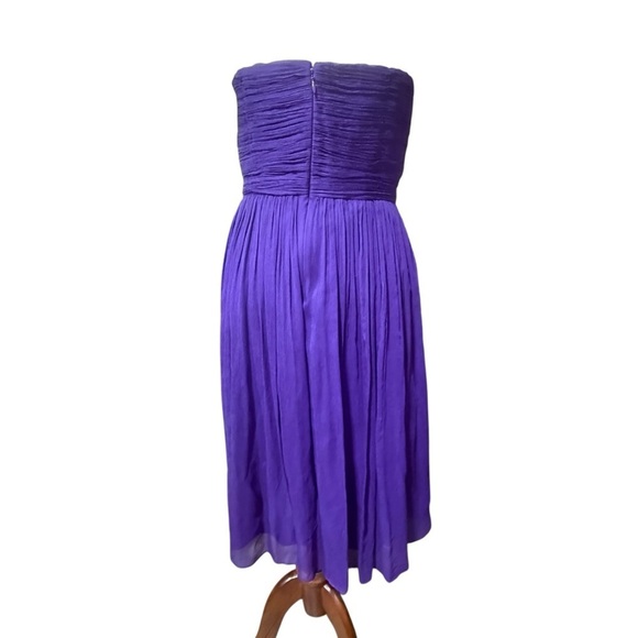 J Crew Silk Chiffon Nadia Strapless Party Dress Size 10 HOCO Purple Bridesmaid - Picture 4 of 13